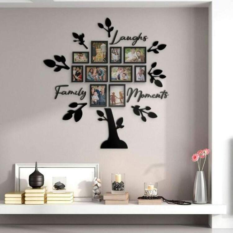 Quadro Decorativo Vazado rvore com Suporte para Fotos