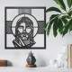 Quadro Decorativo Vazado Quadrado Jesus Cristo Cruz no Fundo