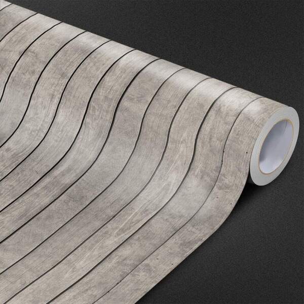 Papel de Parede Madeira Ripado Cinza com Detalhes