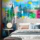 Papel de Parede Paisagem Urbana Cidade Colorida 3D