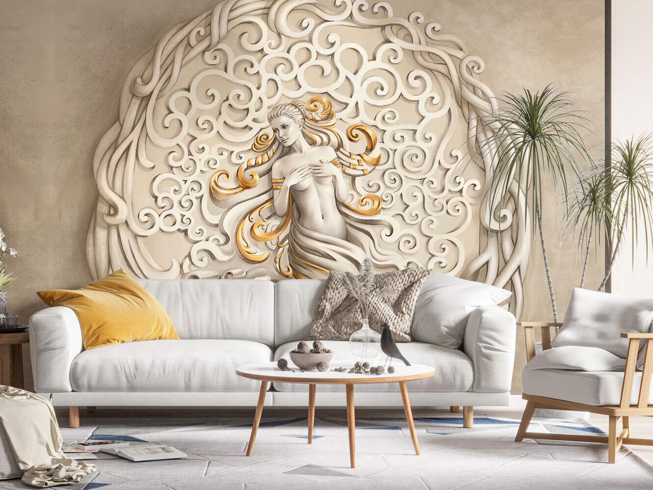 Papel de Parede Est�tua de Mulher Tons de Bege MP