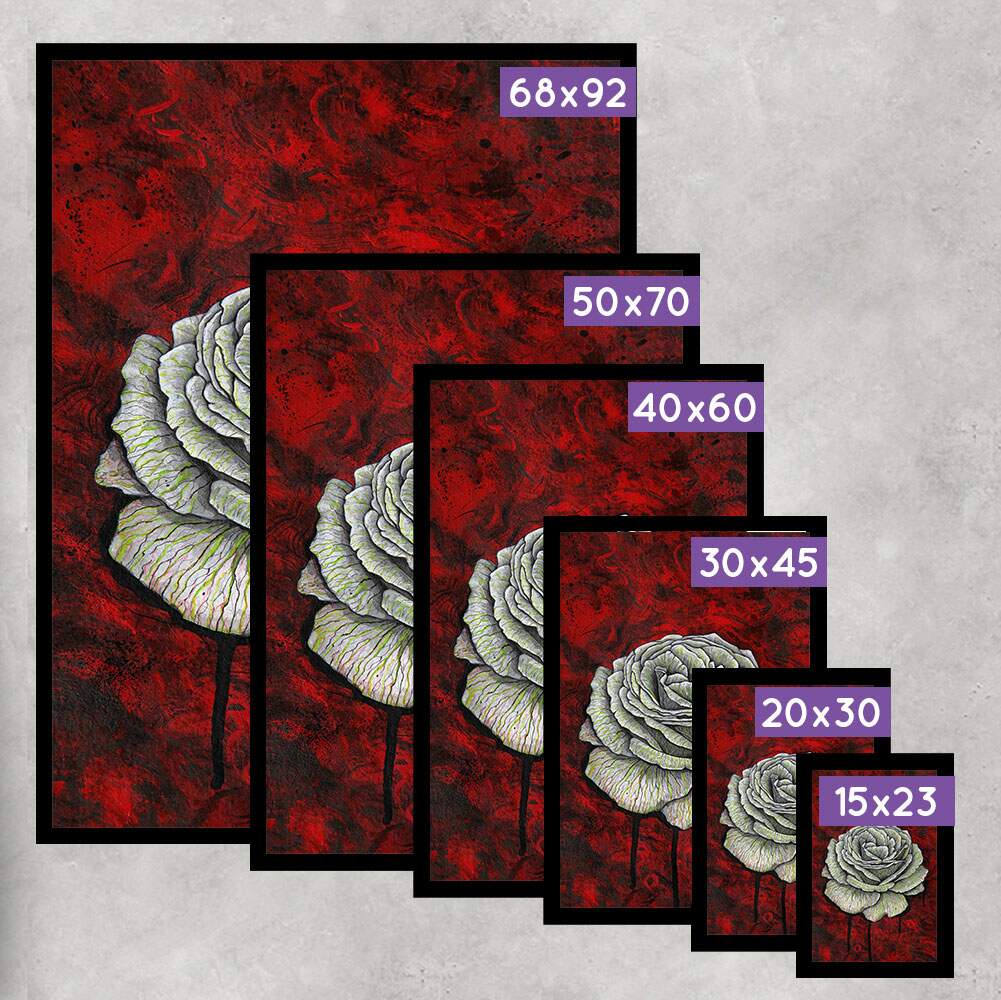 Quadro Decorativo Abstrato Floral com Fundo Vermelho