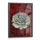 Quadro Decorativo Abstrato Floral com Fundo Vermelho