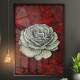 Quadro Decorativo Abstrato Floral com Fundo Vermelho
