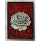 Quadro Decorativo Abstrato Floral com Fundo Vermelho