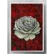 Quadro Decorativo Abstrato Floral com Fundo Vermelho