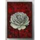 Quadro Decorativo Abstrato Floral com Fundo Vermelho