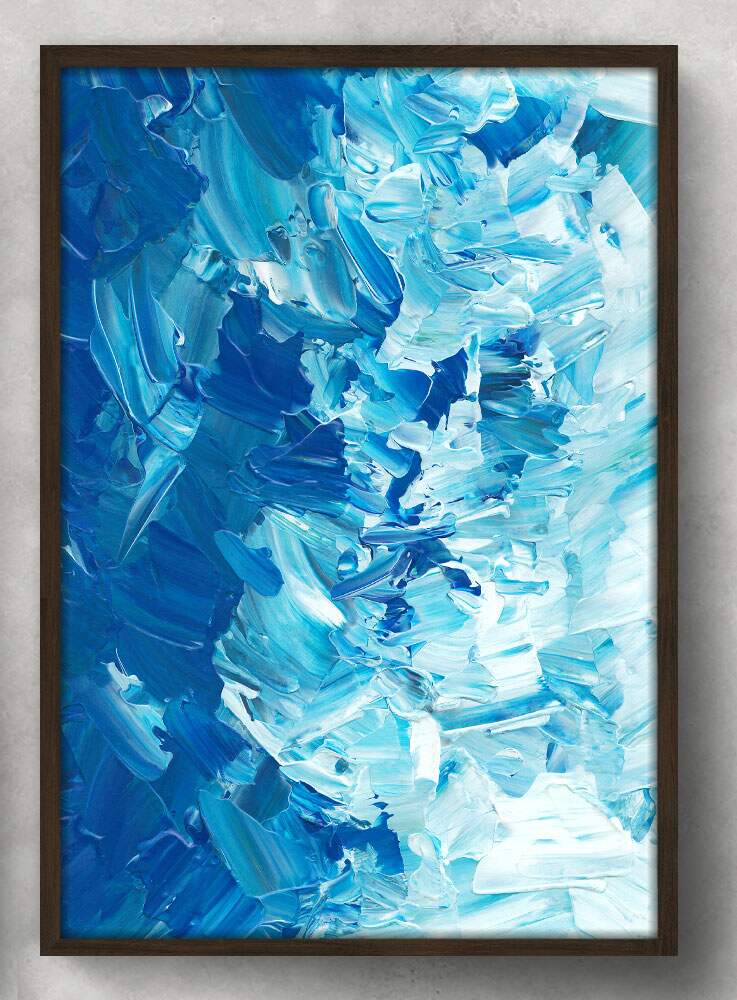 Quadro Decorativo Abstrato Pintura Tons de Azul