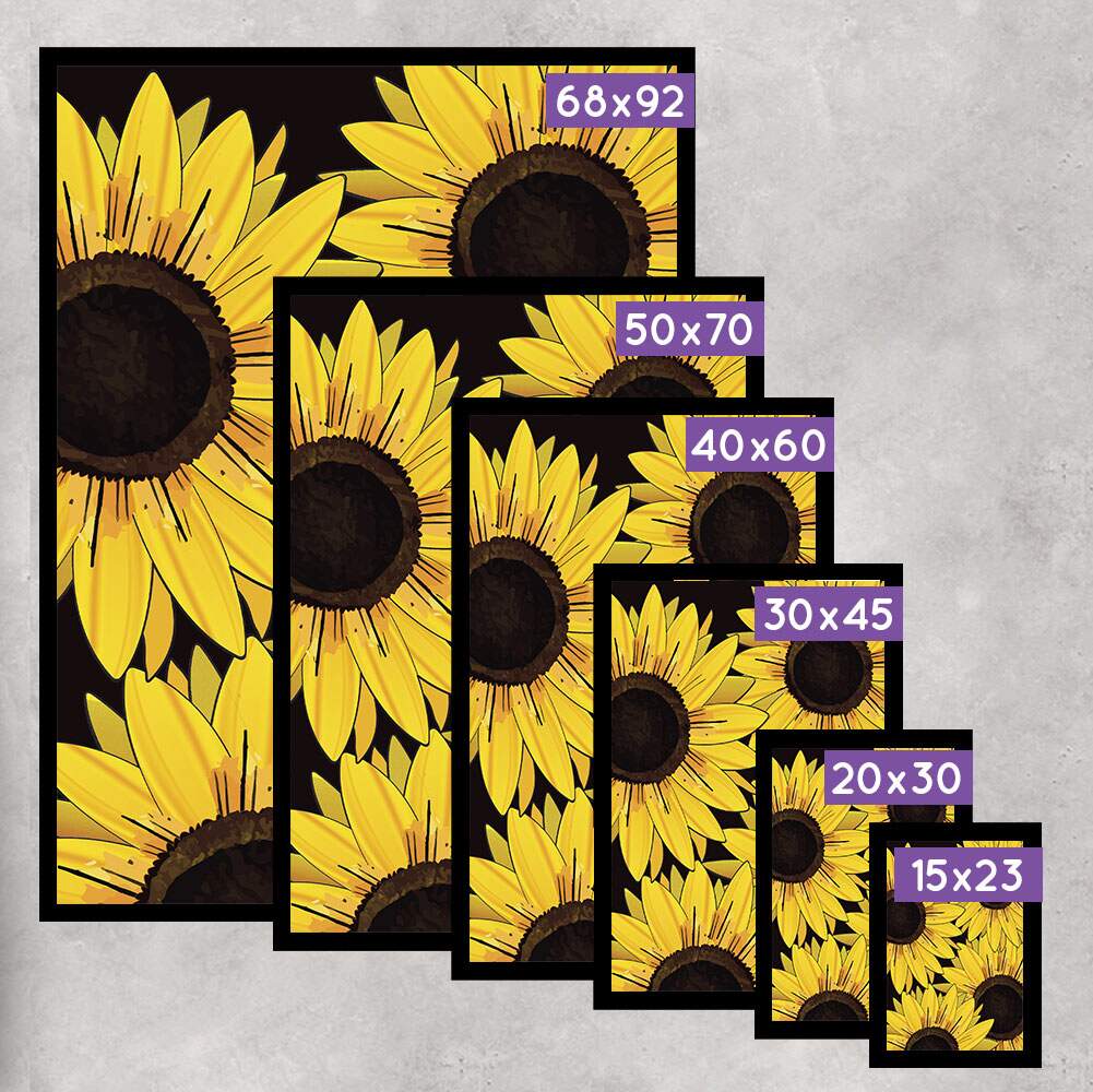 Quadro Decorativo Girassol Fundo Preto