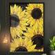 Quadro Decorativo Girassol Fundo Preto