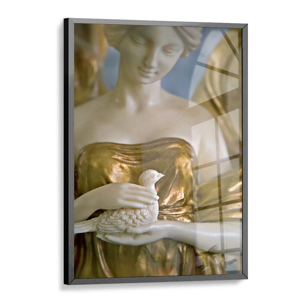 Quadro Decorativo Esttua de Anjo com Pssaro