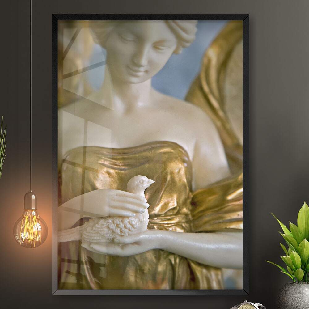 Quadro Decorativo Est�tua de Anjo com P�ssaro