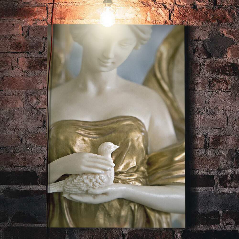 Quadro Decorativo Est�tua de Anjo com P�ssaro