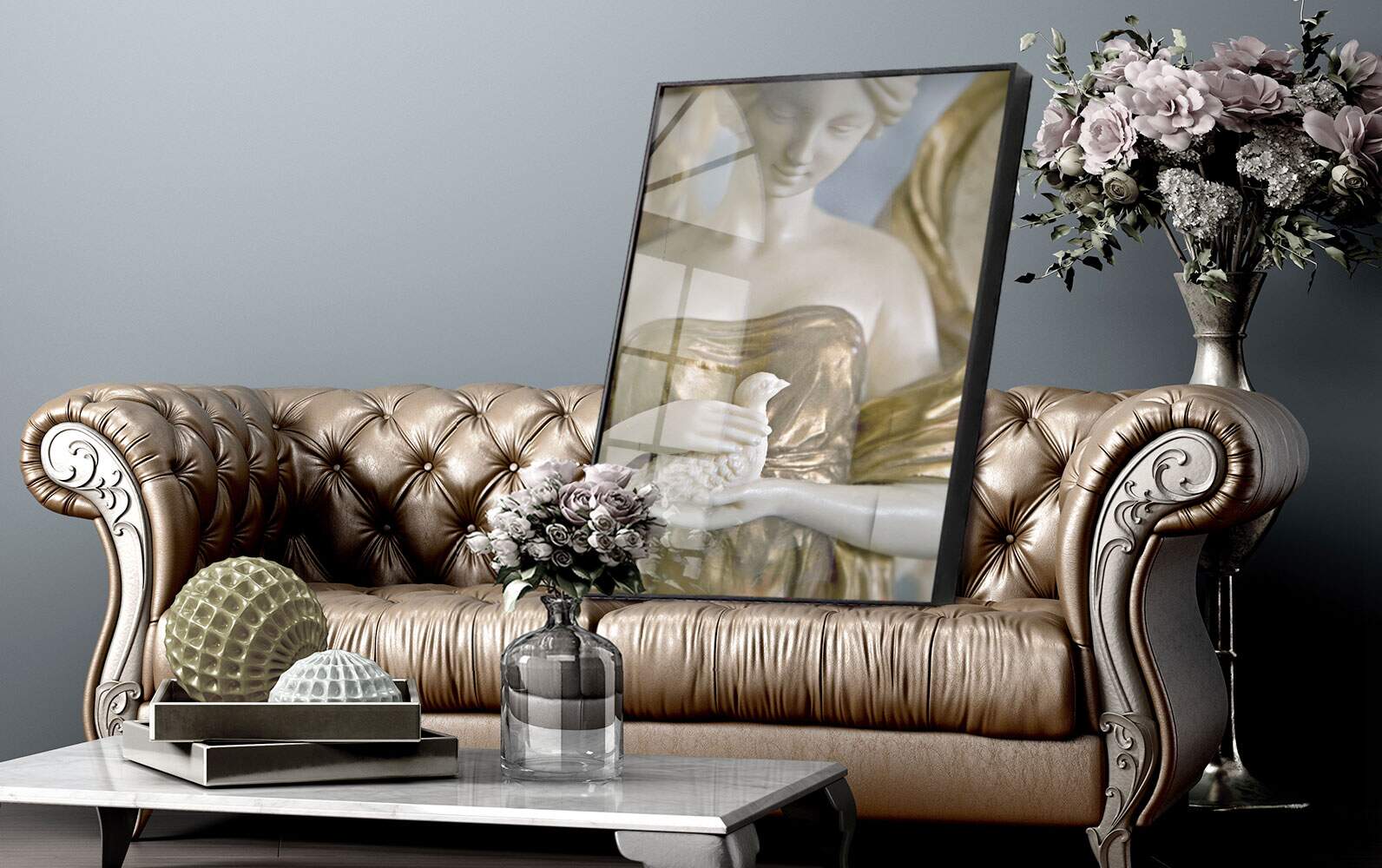 Quadro Decorativo Est�tua de Anjo com P�ssaro