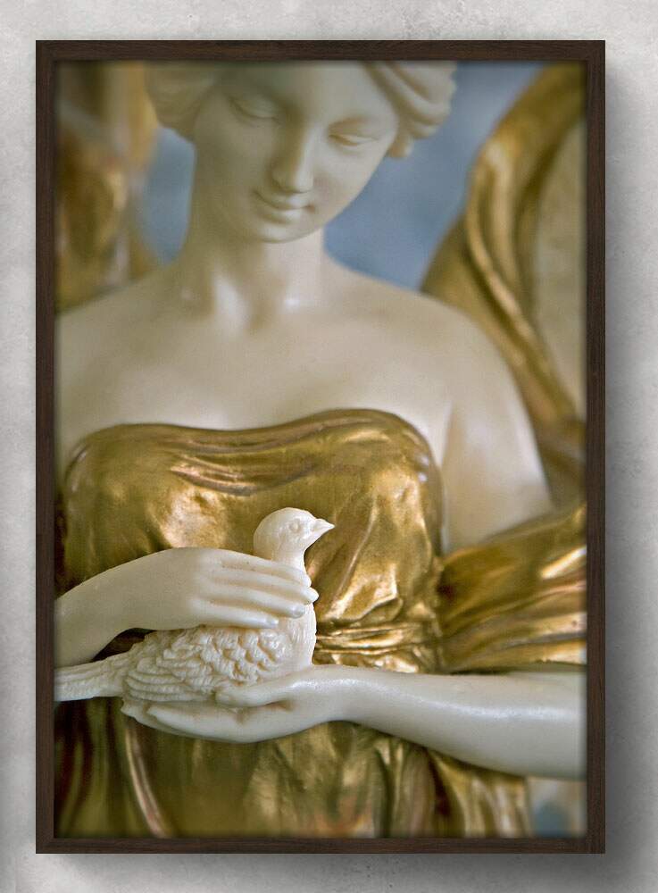 Quadro Decorativo Est�tua de Anjo com P�ssaro