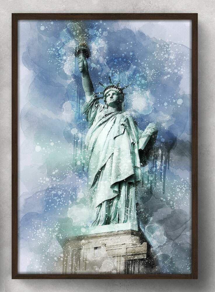 Quadro Decorativo Pintura Est�tua da Liberdade