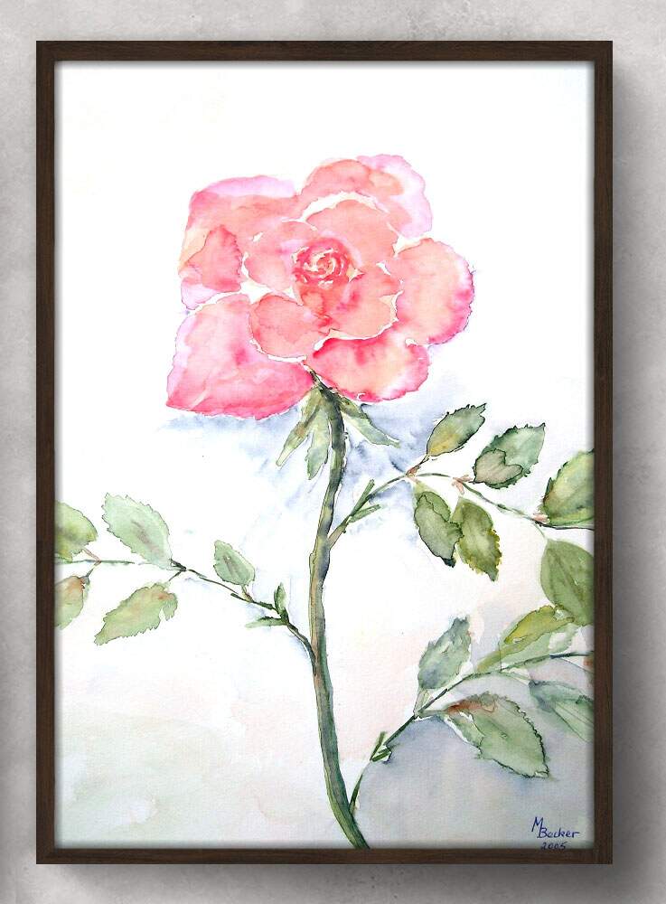 Quadro Decorativo Pintura em Aquarela de Rosa