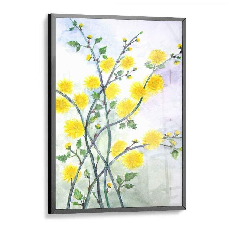 Quadro Decorativo Pintura Floral Amarela