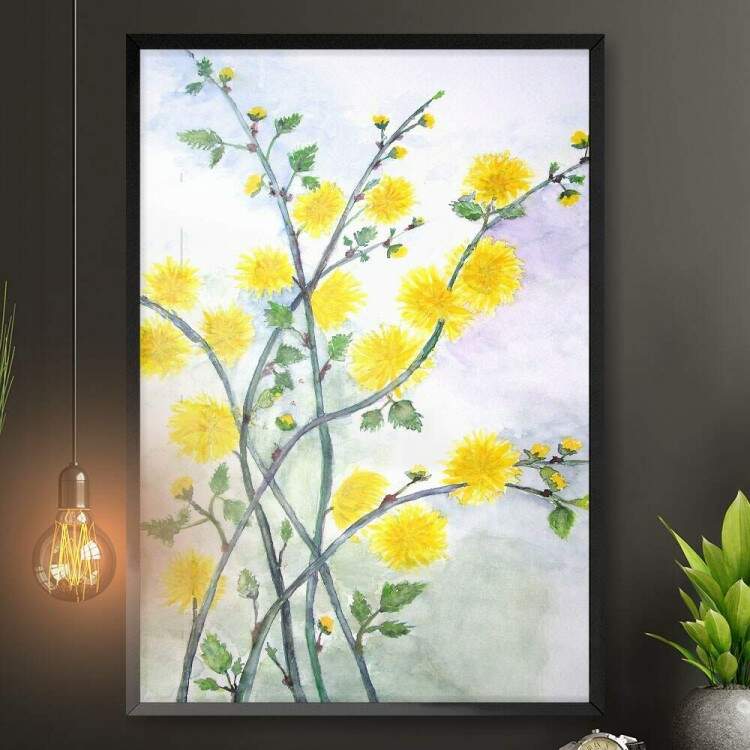 Quadro Decorativo Pintura Floral Amarela