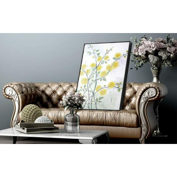 Quadro Decorativo Pintura Floral Amarela