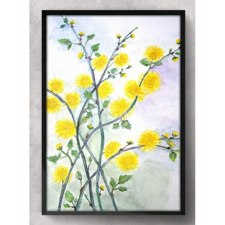 Quadro Decorativo Pintura Floral Amarela