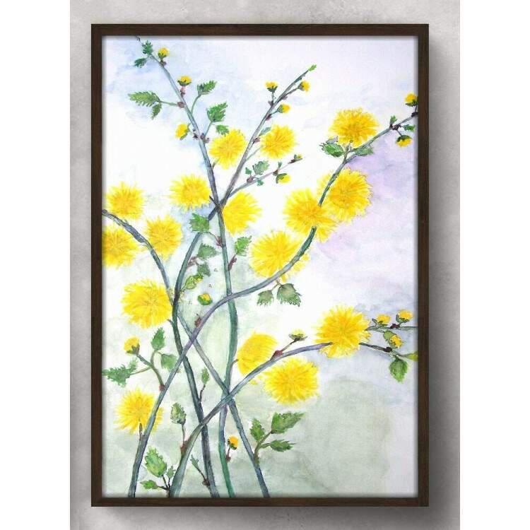 Quadro Decorativo Pintura Floral Amarela