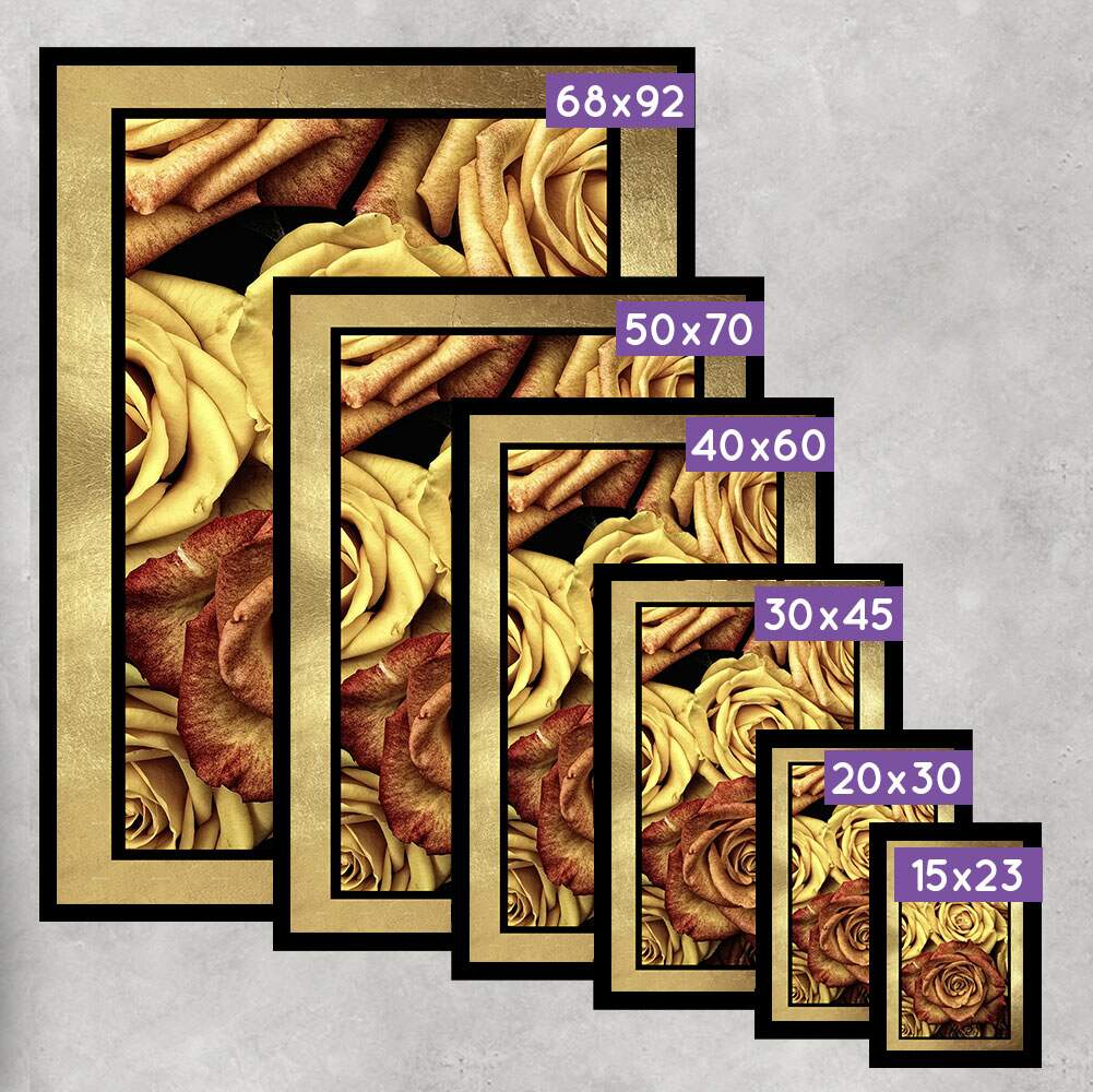 Quadro Decorativo Pintura Floral Dourado