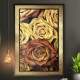 Quadro Decorativo Pintura Floral Dourado