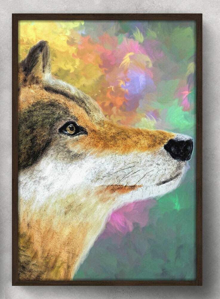 Quadro Decorativo Pintura de Lobo