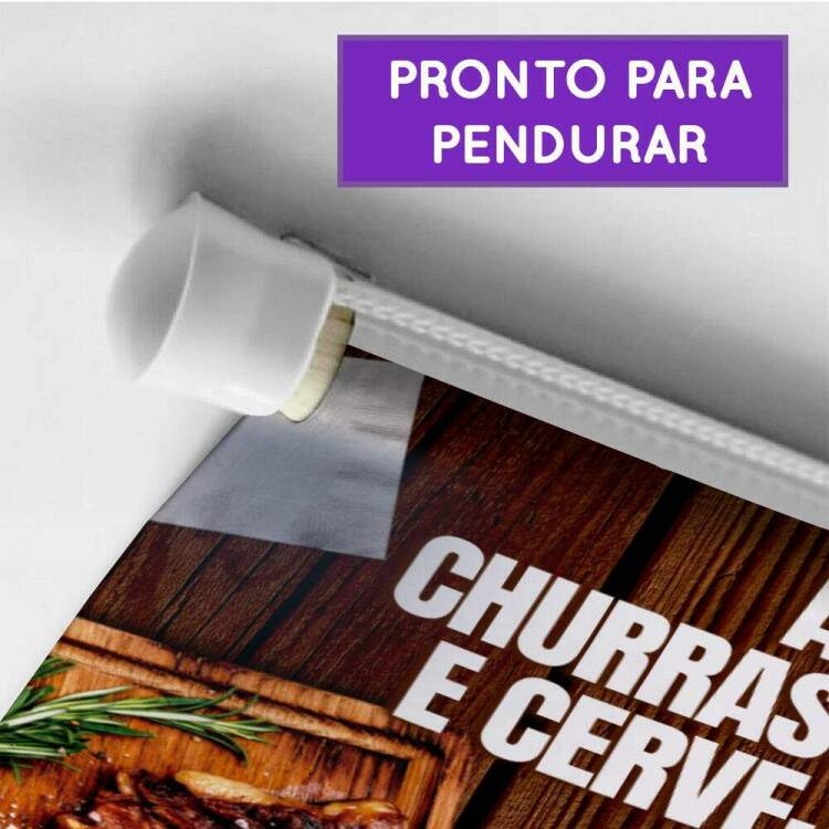 Banner Impresso em Lona Churrasco+Cerveja=Match