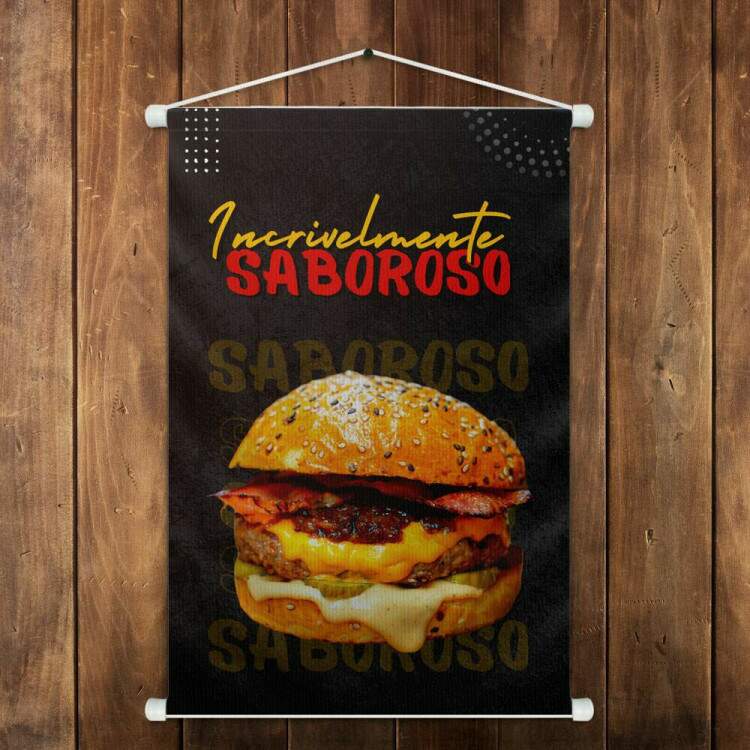 Banner Impresso em Lona Hamburguer Incrivelmente Saboroso