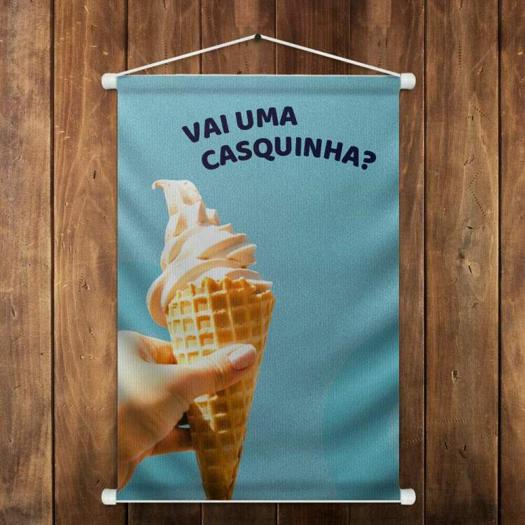 Banner Impresso para Sorveteria Vai Uma Casquinha?