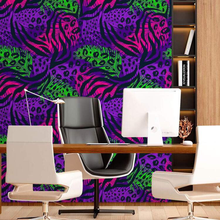 Papel de Parede Animal Print Tropical Cores Florescentes