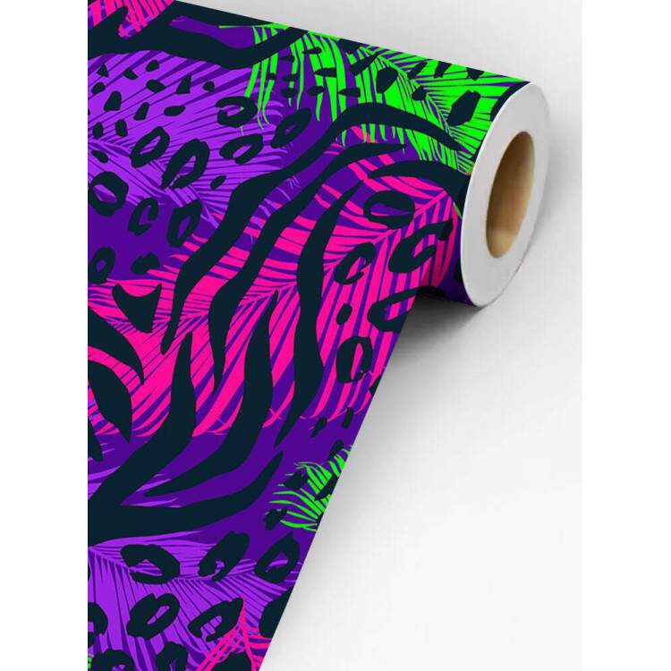 Papel de Parede Animal Print Tropical Cores Florescentes