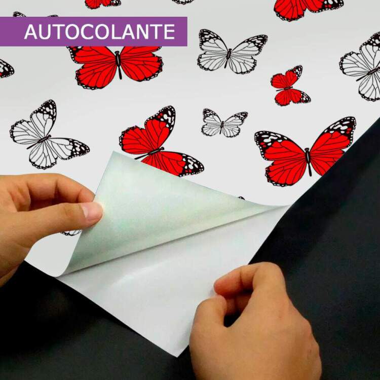 Papel de Parede Borboletas Vermelhas com Fundo Branco