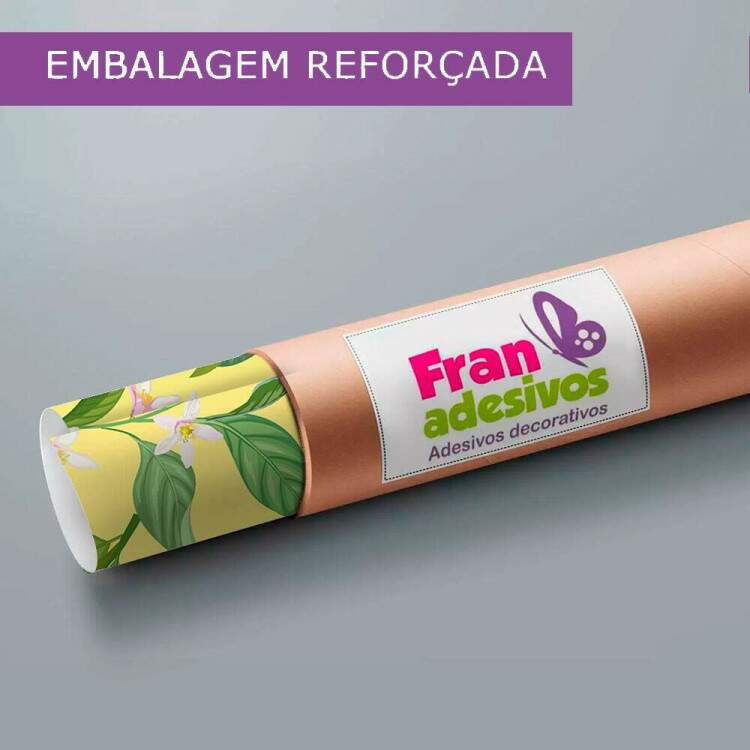 Papel de Parede Cozinha Limo com Flores Fundo Amarelo