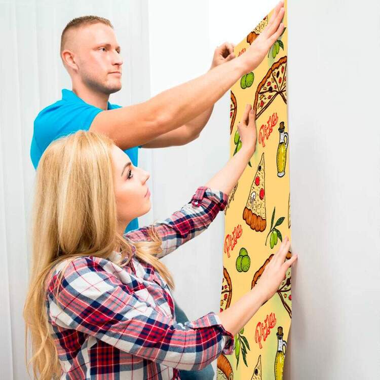 Papel de Parede Cozinha Fast Food Pizza Fundo Amarelo