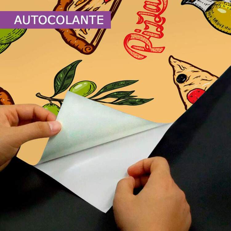 Papel de Parede Cozinha Fast Food Pizza Fundo Amarelo