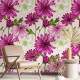 Papel de Parede Floral Flores Silvestres com Borboletas Verdes