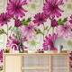Papel de Parede Floral Flores Silvestres com Borboletas Verdes