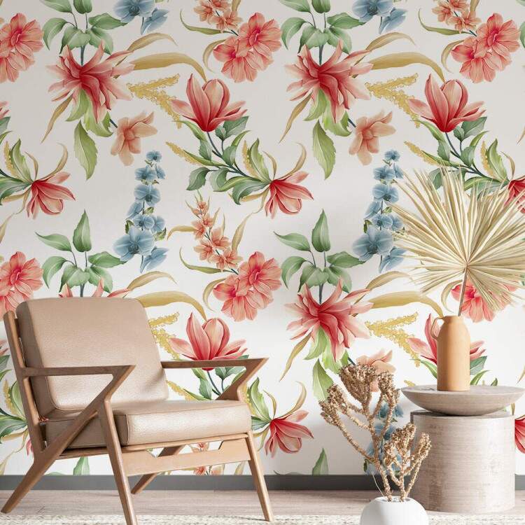 Papel de Parede Floral Orqudea e Magnolia