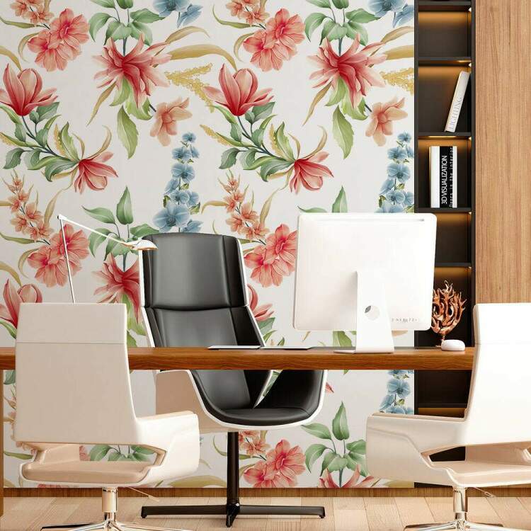 Papel de Parede Floral Orqudea e Magnolia