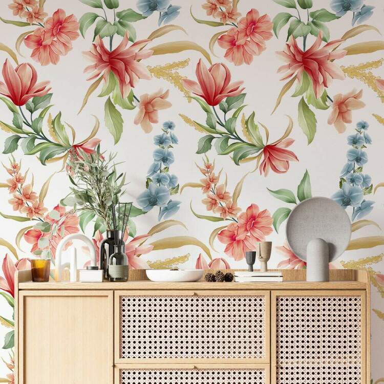 Papel de Parede Floral Orqudea e Magnolia