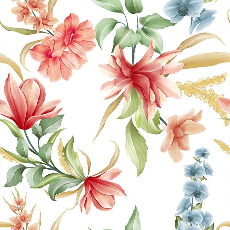 Papel de Parede Floral Orqudea e Magnolia