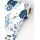 Papel de Parede Floral Rosa Azul com Fundo Escuro