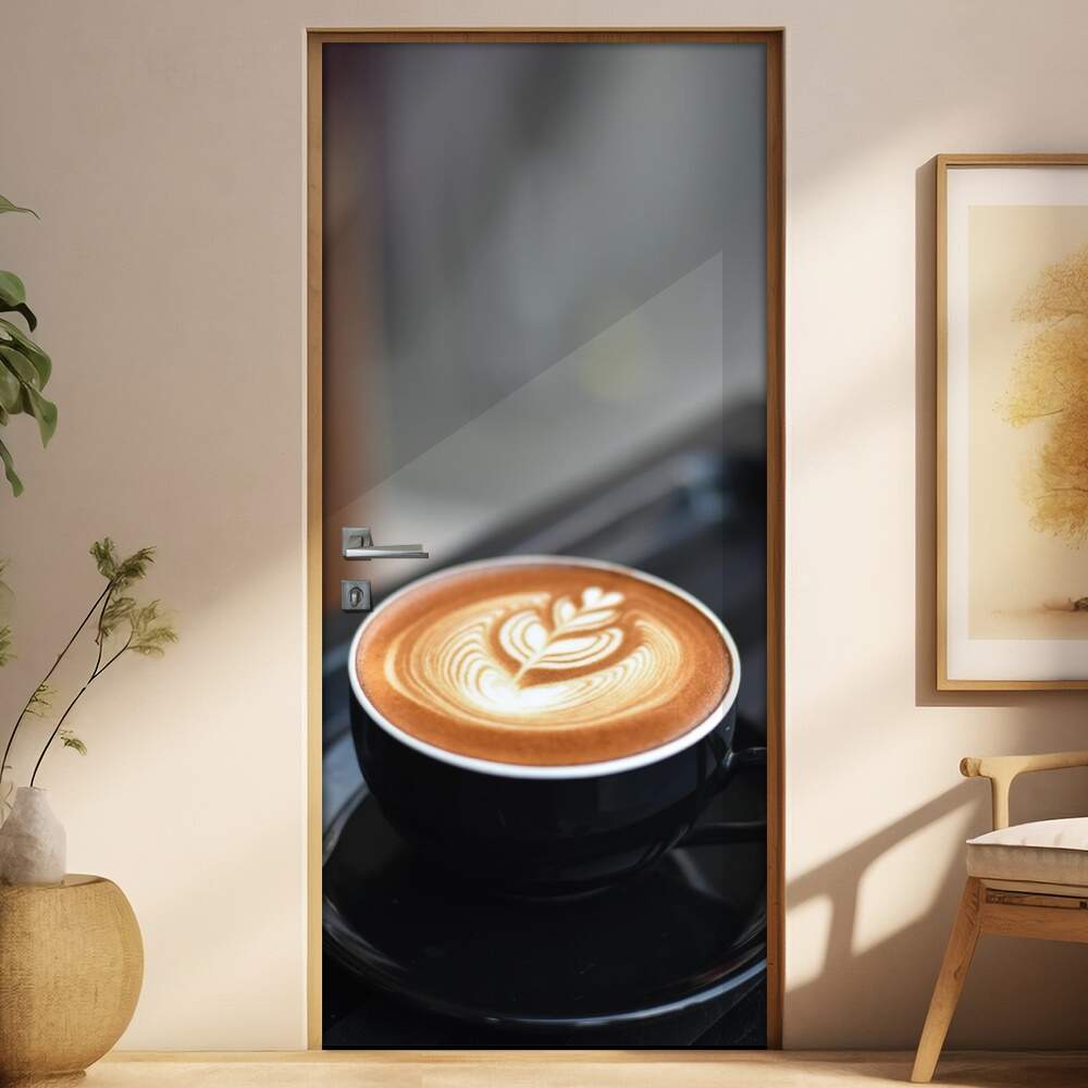 Adesivo Para Porta Cappucino Com Desenho De Corao