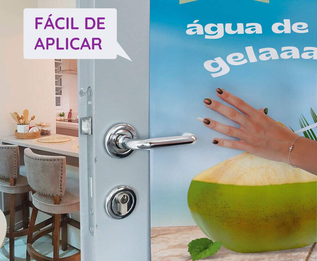 Adesivo Para Porta �Gua De Coco Gelada