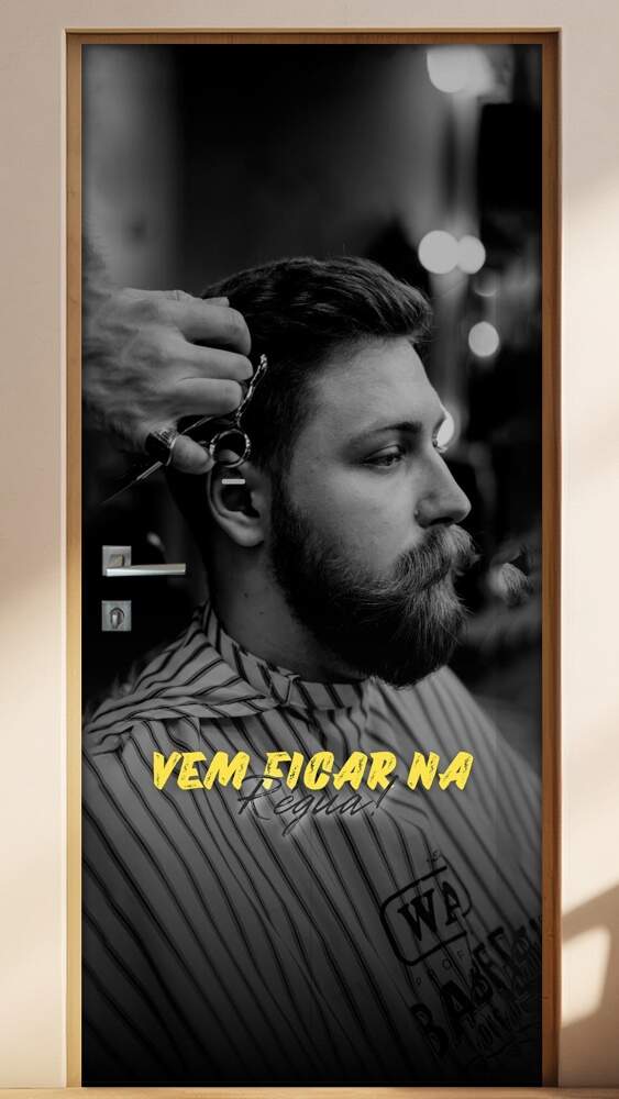 Adesivo Para Porta Para Barbearia Vem Ficar Na R�gua