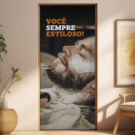 Adesivo Para Porta Para Barbearia Voc Sempre Estiloso