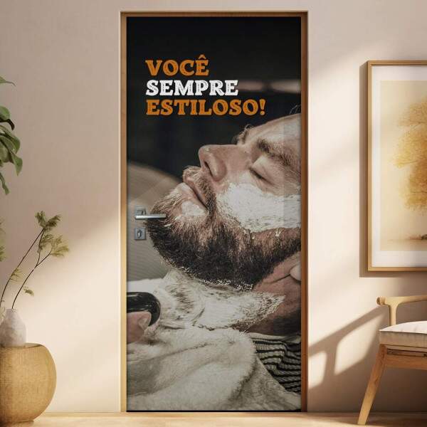 Adesivo Para Porta Para Barbearia Voc Sempre Estiloso